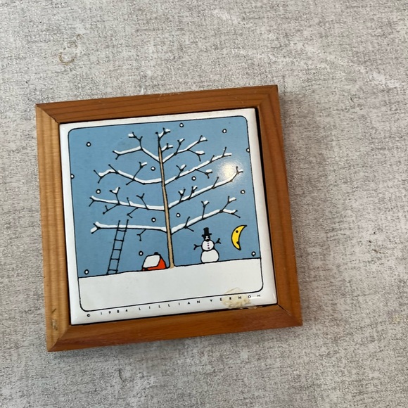 Framed Art Tiles with Tree and Snowman Design - Picture 4 of 6